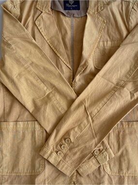 Fox Tan Cotton Jacket with Navy Label and Checked Lining